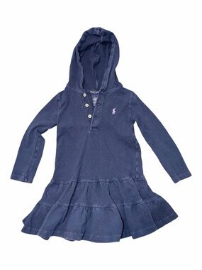 Ralph Lauren Navy Hooded Polo Knit Tiered Dress Size 3